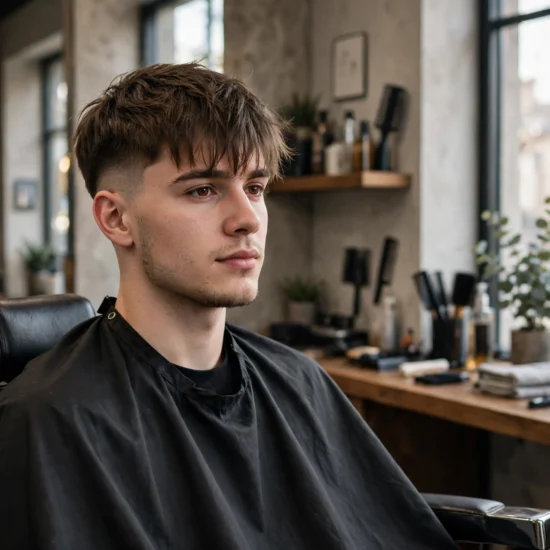 Man with a low taper fade and textured fringe