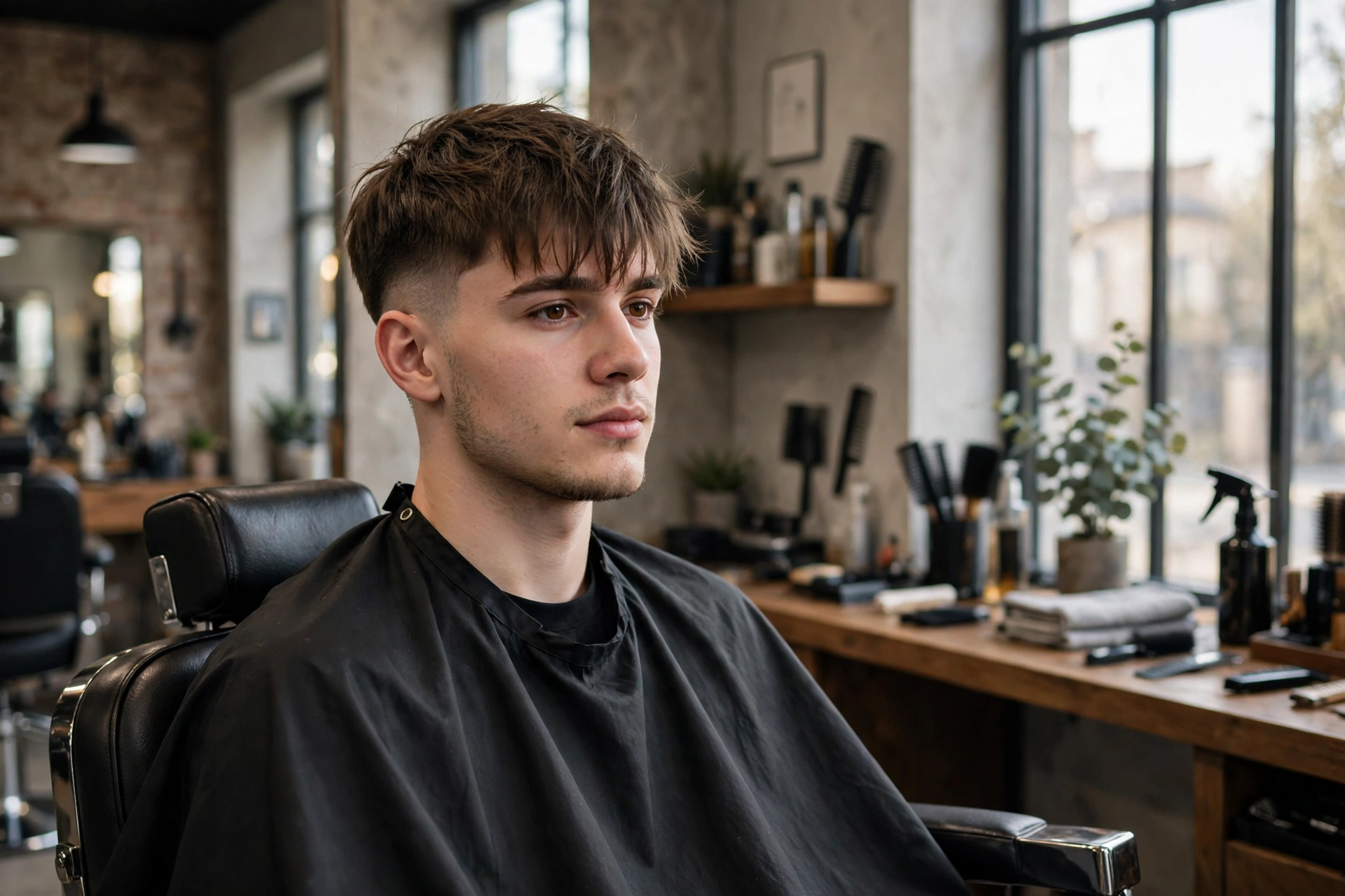 Man with a low taper fade and textured fringe