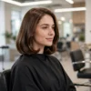 Woman with a polished shoulder-length lob haircut