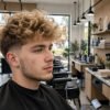 Low taper fade with fluffy hair on top