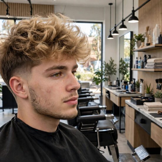 Low taper fade with fluffy hair on top