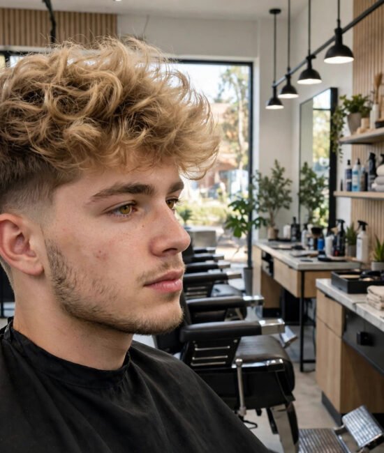 Low taper fade with fluffy hair on top