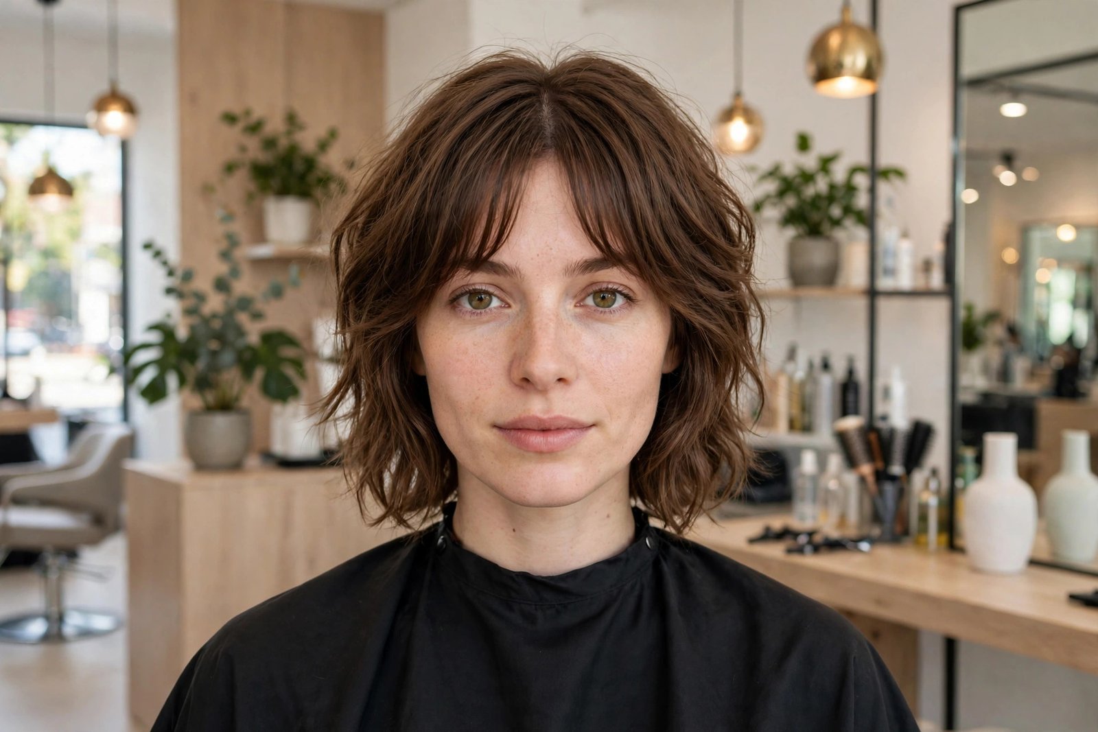Curtain bangs with a textured lob